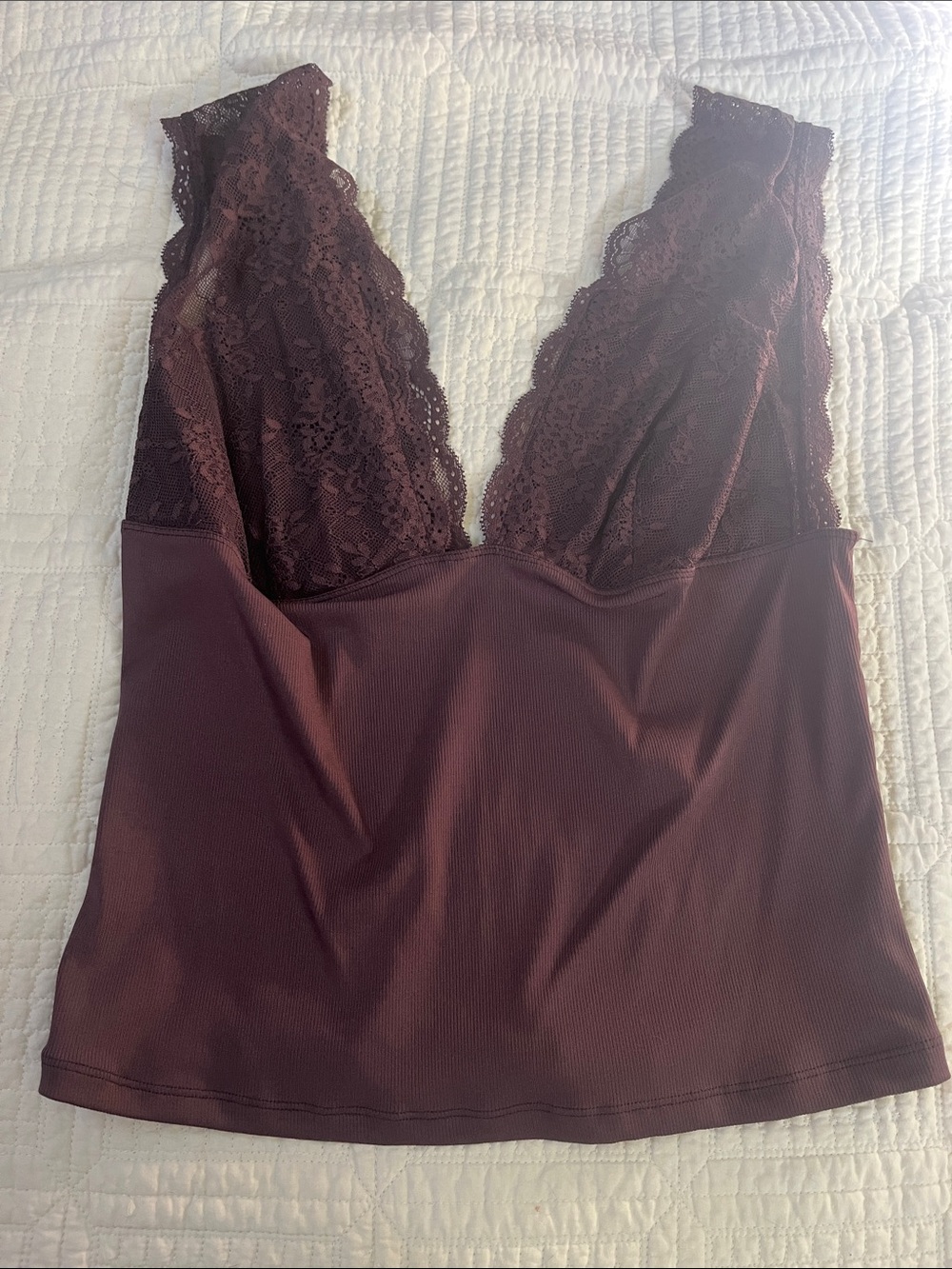 Free People Lace-Detail Bandeau Top — Plum